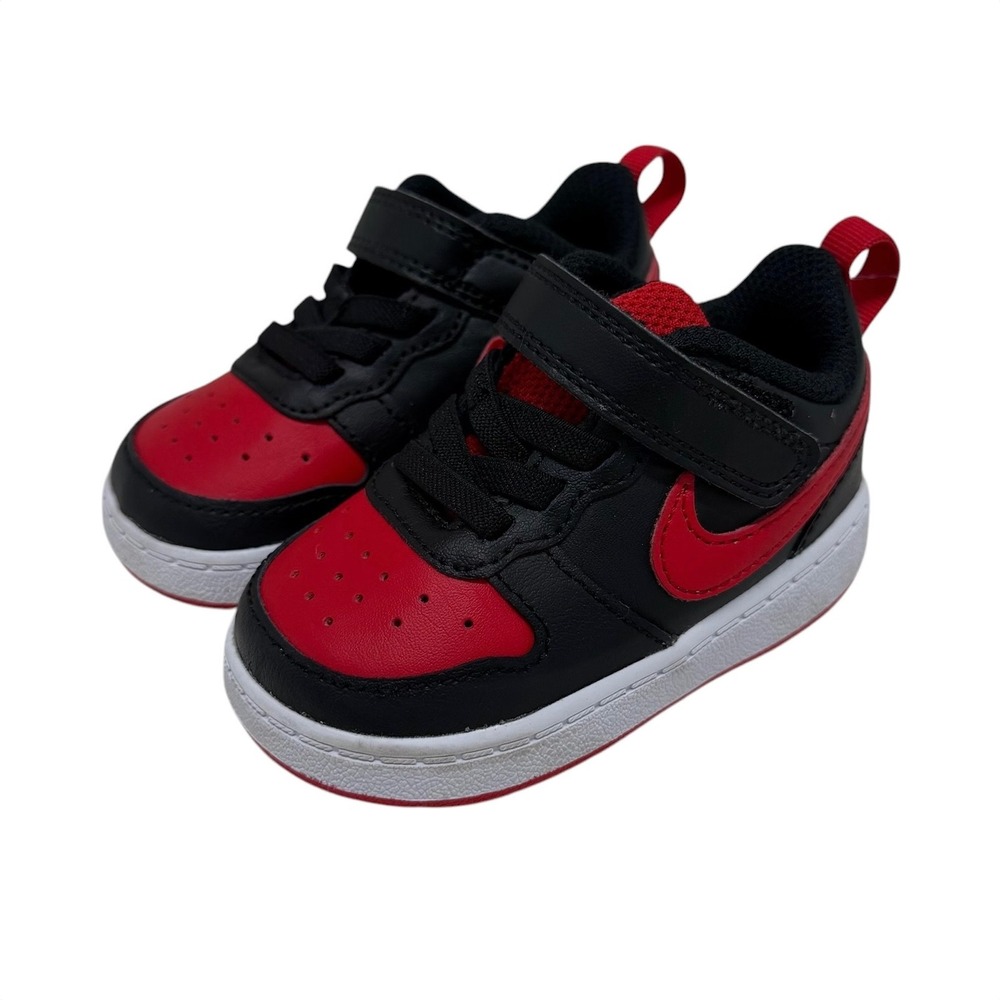 Nike Court Borough Low 2 Toddler Black Red Sneakers Size 4C Street style